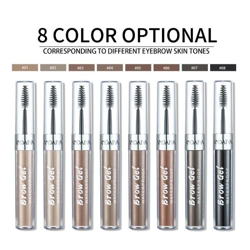 Lápiz de cejas líquido opcional de 8 colores, tinte de doble cabeza, resistente al agua, sin manchas, fácil de colorear con cepillo para cejas, productos de belleza