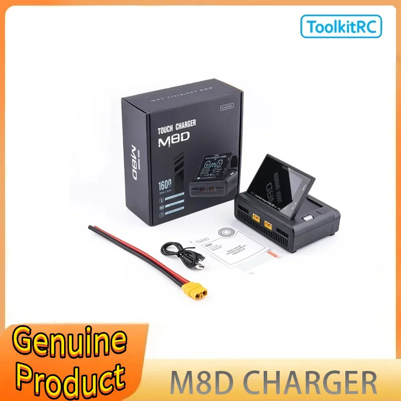 

ToolkitRC M8D 1600W 50A Touchscreen Dual Channels Charger 3.5'' Flip Screen 65W Fast Charger for 1-8S RC Lipo LiHV LiFe Battery
