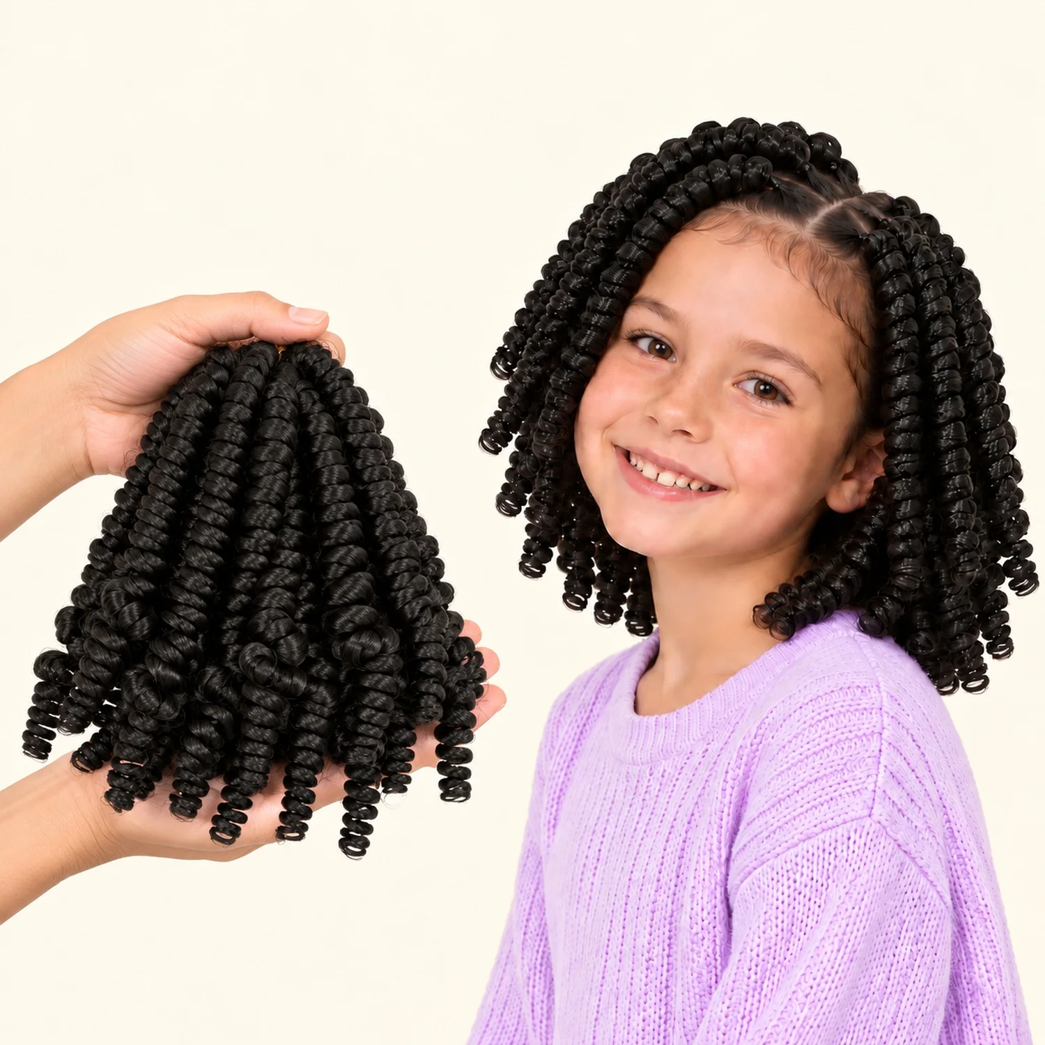 6 Inch Spring Twist Pre-Twisted Crochet Hair, 50g 20 Strands/Pack Soft Synthetic Curly Braids Ombre Hair for Women Kids Pro