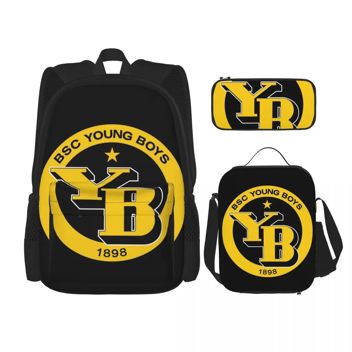 

BSC Young Boys Swiss Football Sports Fans Bern Switzerland Backpacks Bookbag School Bags Lunch Bag Pen Bag Three-Piece Set