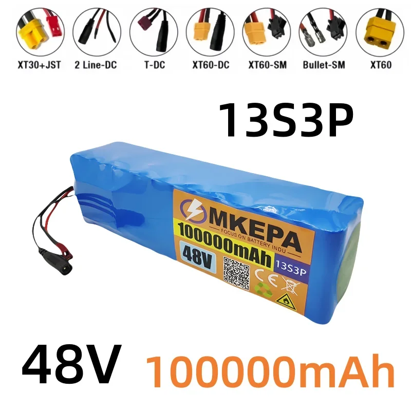 13S3P 48V 100000 Bateria de íon de lítio mah 100ah lpega com 1000w bms para scooter de bicicleta elétrica e-bike 54.6v