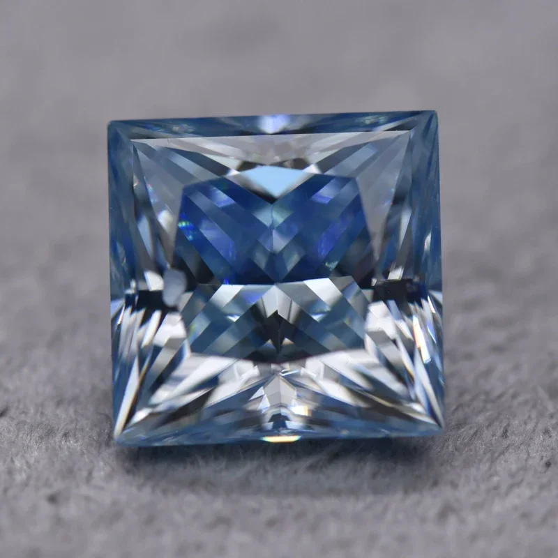 

Moissanite Princess Cut Ice Blue Color Lab Grown Diamond Diy Charms Gemstone Jewelry Making Material with GRA Certificate