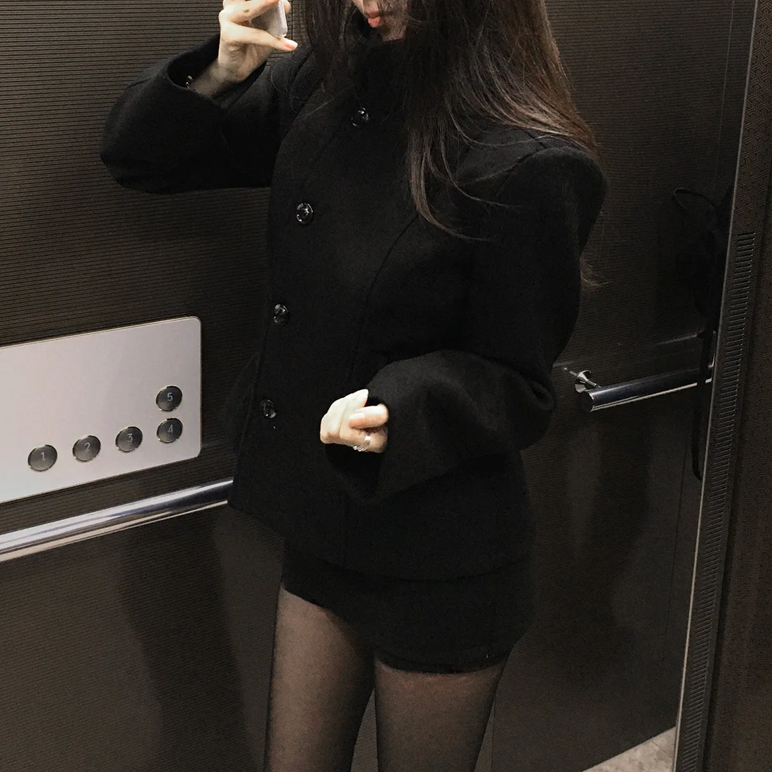 Cappotto di lana ort con colletto alla coreana retrò Ele per donna Capispalla invernale dimagrante Bla Fibra di poliestere Lungo Sve Regular Le...