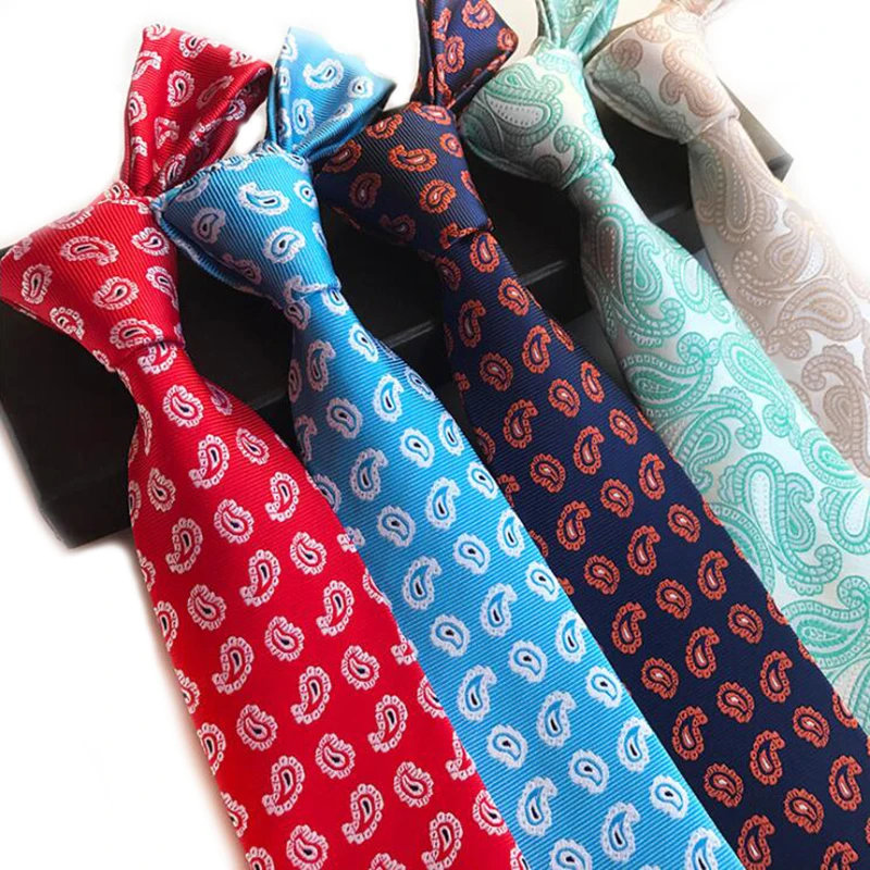 

Classic 8CM Tie Men Paisley Necktie Formal Wedding Office Party Gift Accessories for man Red Orange Silver