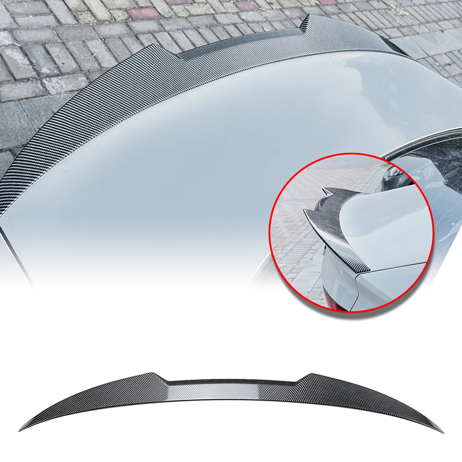 

Carbon Fiber Look/Gloss Black M4 Style Rear Trunk Lid Spoiler Wing Tail Splitter Lip For Audi A3 S3 RS3 8V Sedan 4-Door 2014-20