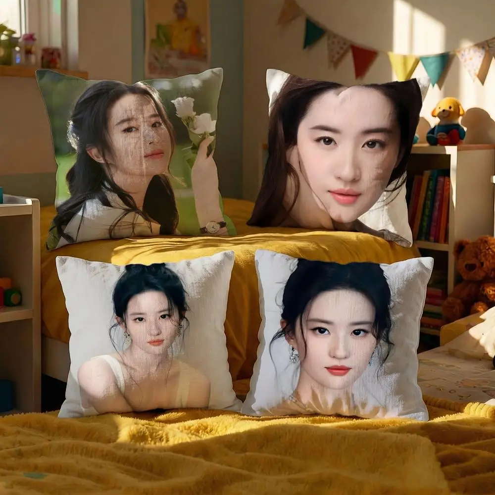 Celebrity Liu Yifei Kissenbezug, dekorative Kissenbezüge, Sofa-Bezug, 50 x 50 cm, 4-teilig, 45 x 45 cm, 40 x 40 cm, Kissenbezug