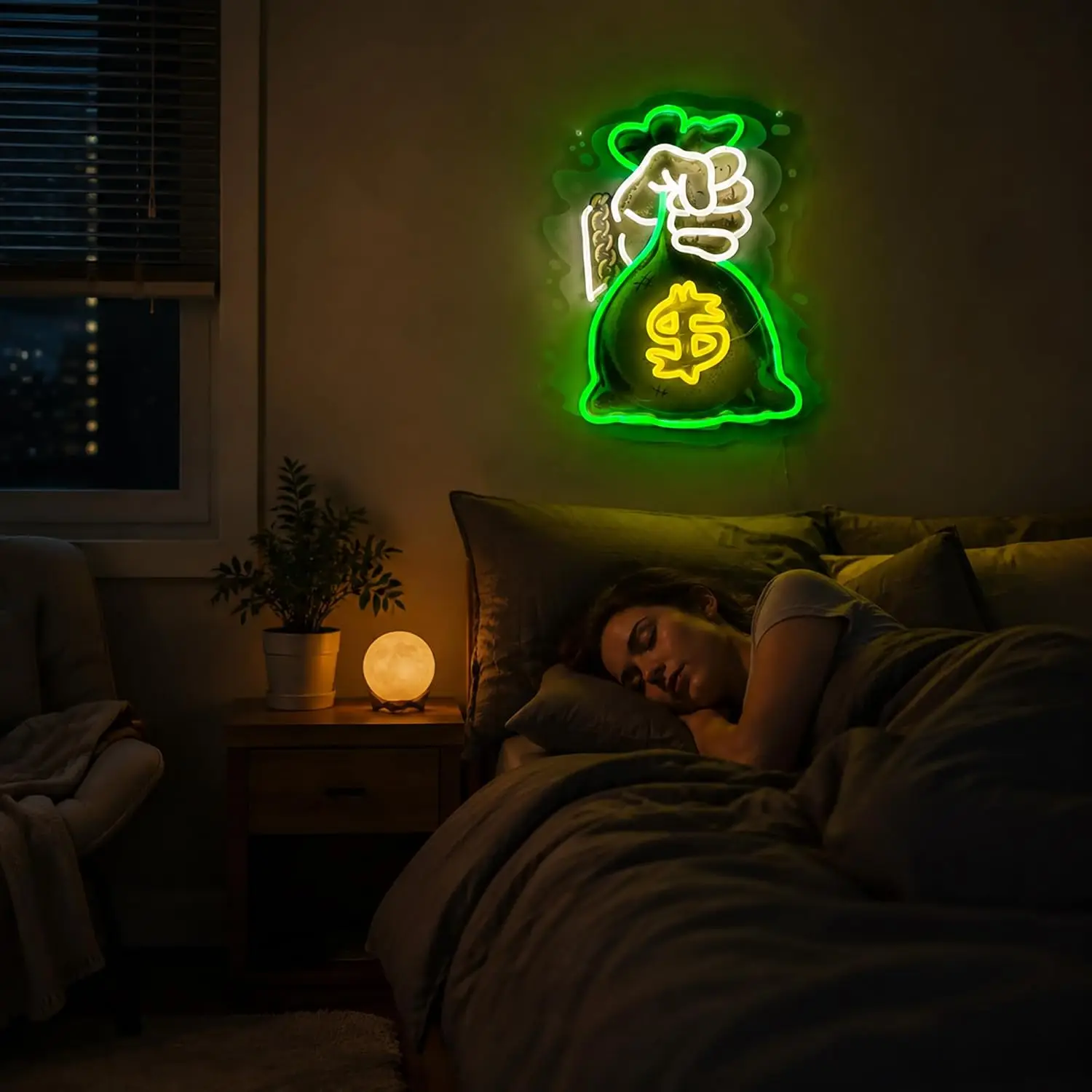 Money Bag Hand Grab Dollar LED Neon Sign USB Powered Neon Light for Gaming Room Shop Bar Party Bedroom Decor Christmas Gift