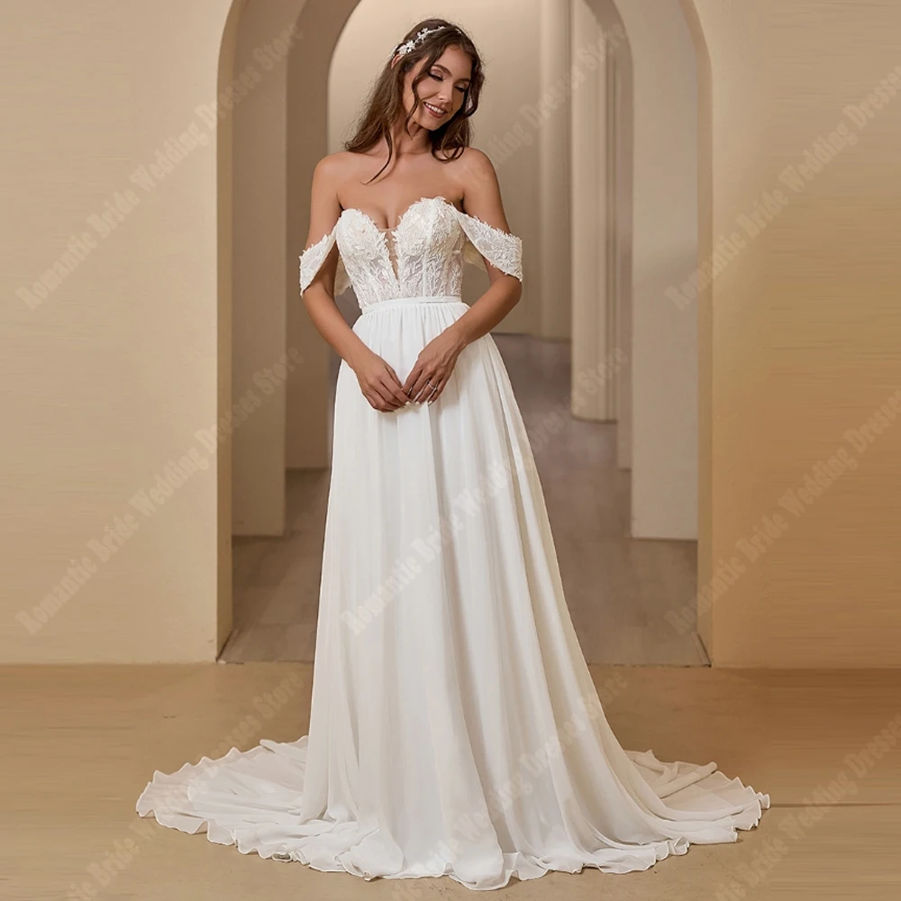 

Off The Shoulder Women Wedding Dresses Customized Elegant Sleeveless A-Line Bridal Gowns Engagement Banquet Vestidos De Novias