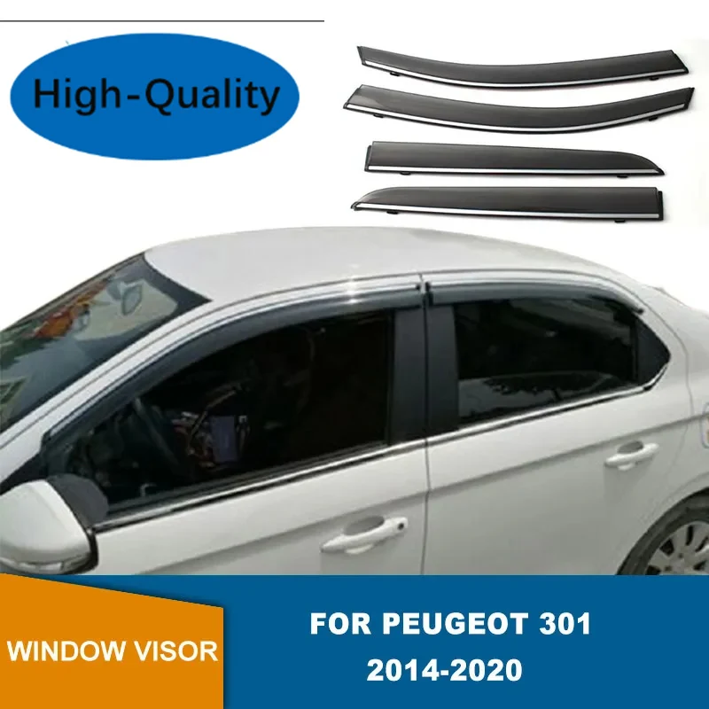 

Window Visor For Peugeot 301 2014 2015 2016 2017 2018 2019 2020 2021 2022 Side Window Deflectors Sun Rain Guards Weathershields