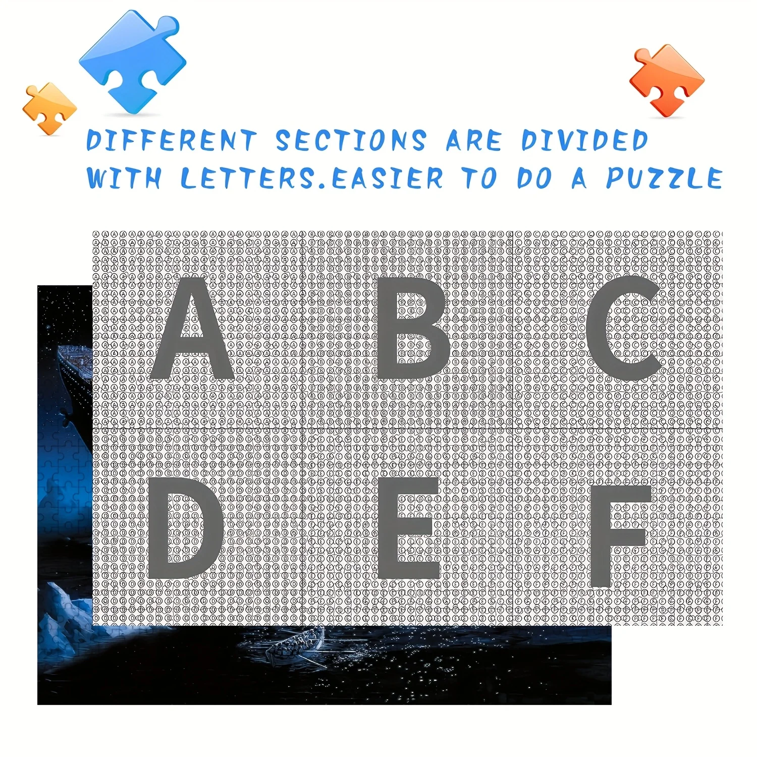 1000 قطعة من أحجية غرق تيتانيك - رؤية ليلية غامرة على شكل جليد ونجوم، مقاومة للخدش، سهلة الحمل، 19.25 × 26.75 بوصة