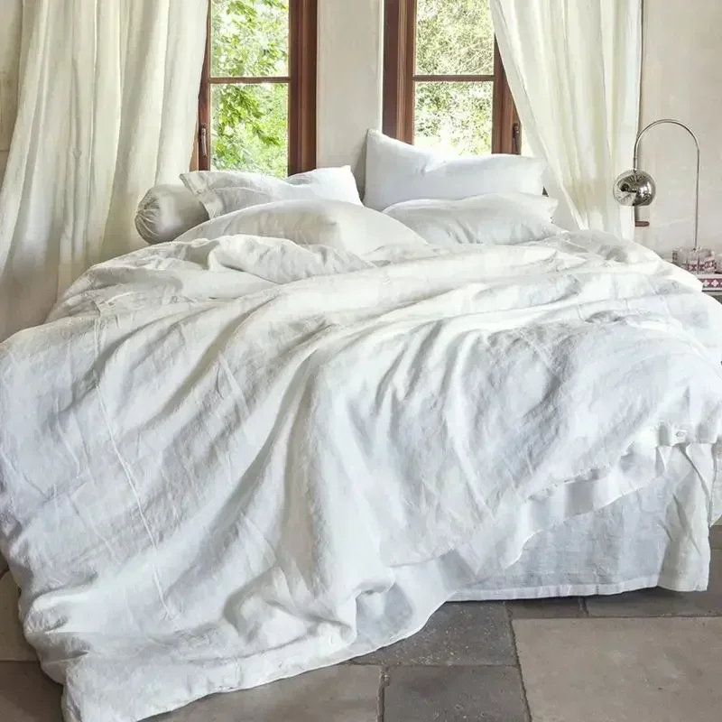 

Direct Selling 100% Linen Duvet Cover Basic Style Natural French Washed Flax Solid Color 1 Soft Farmhouse Pcs Breathable