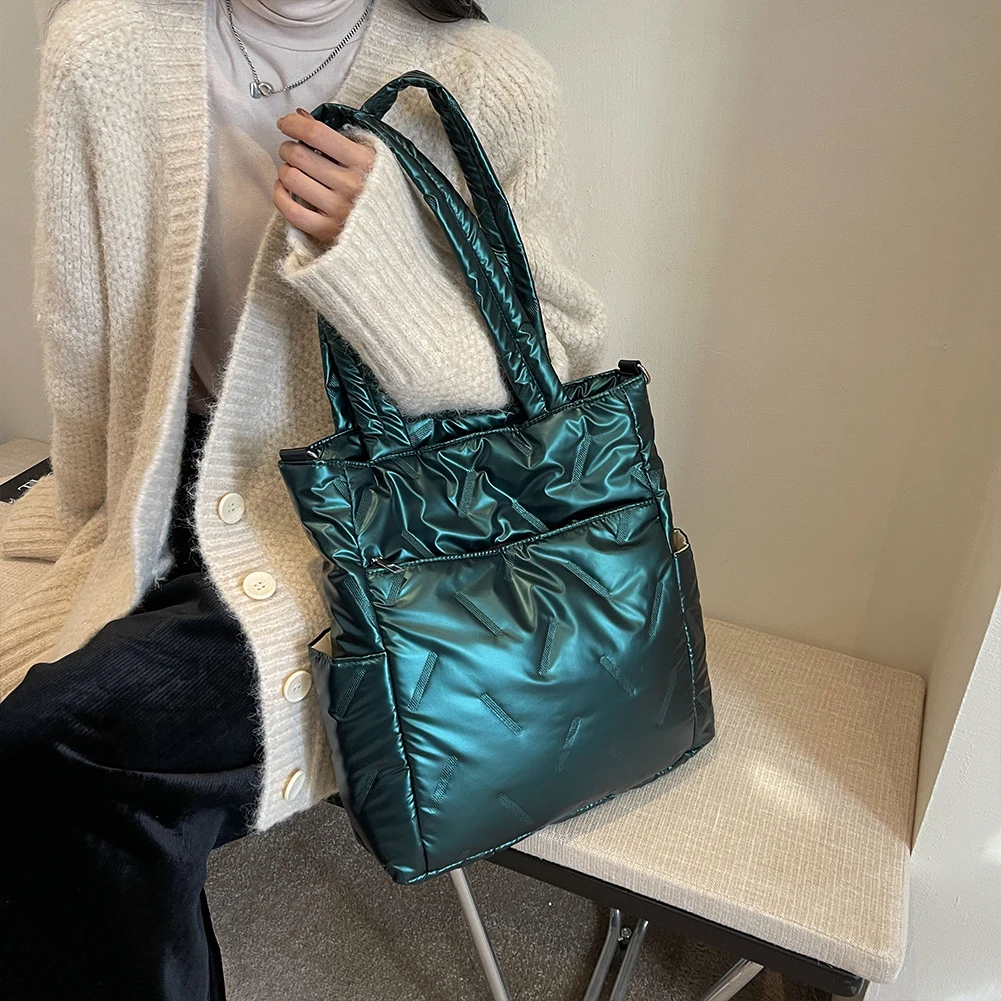 Borsa a tracolla da donna in cotone trapuntato invernale borsa a tracolla imbottita imbottita alla moda 2023 borsa a tracolla Multi tasche borsa a