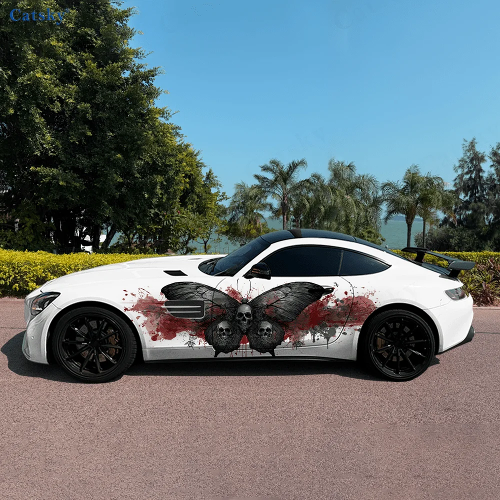 الجمجمة فراشة اللون سبلاش سيارة الفينيل يلتف ملصق مائي ذاتي اللصق بولي كلوريد الفينيل مناسبة للشاحنات SUV ديكور اكسسوارات السيارات هدية #3