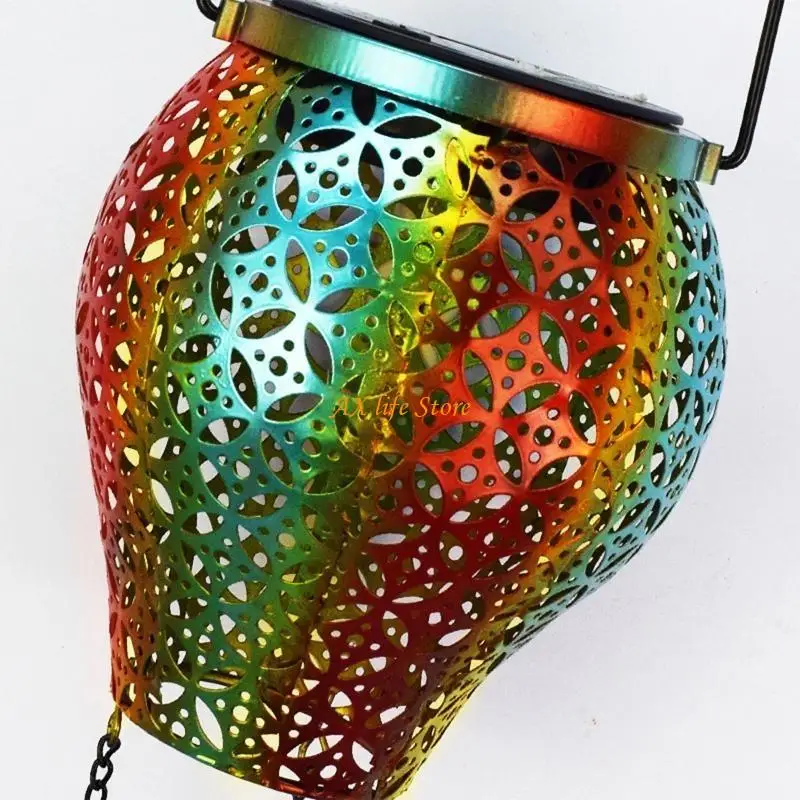 

J2HA Металлическая солнечная лампа Прочная ржаваталя -рисунка декоративная полая фонаря легкий сад