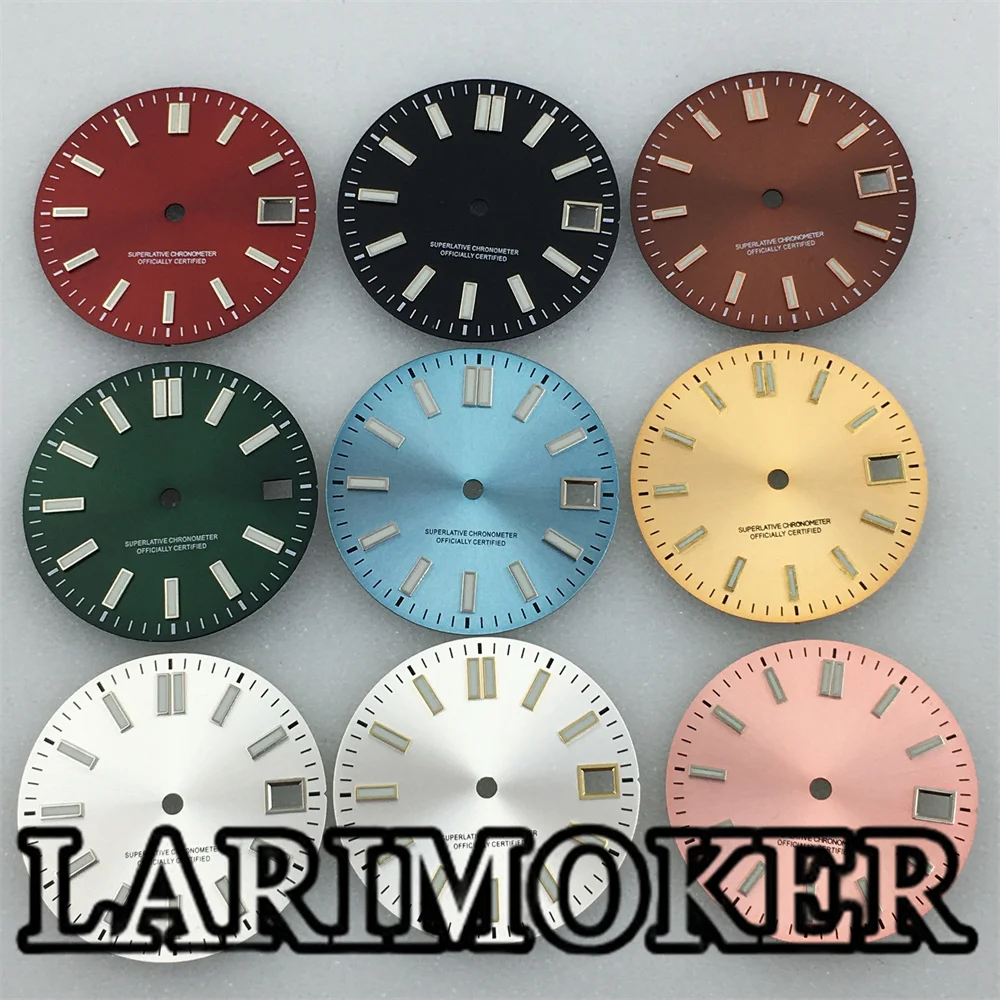 LARIMOKER 29mm for NH35 NH36 movement Black Red Brown Green Pink Silver Dial C3 Luminous suitable Fits 3.0 clock/3.8 clock crown