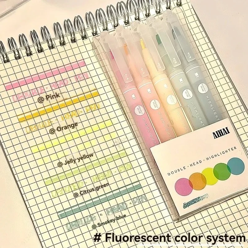 قلم فلورسنت ذو طرف فائق النعومة، قلم تدوين فئة المزيج الملون، قلم مجلة السفر، مستلزمات تعليمية للمكتب والمدرسة #6