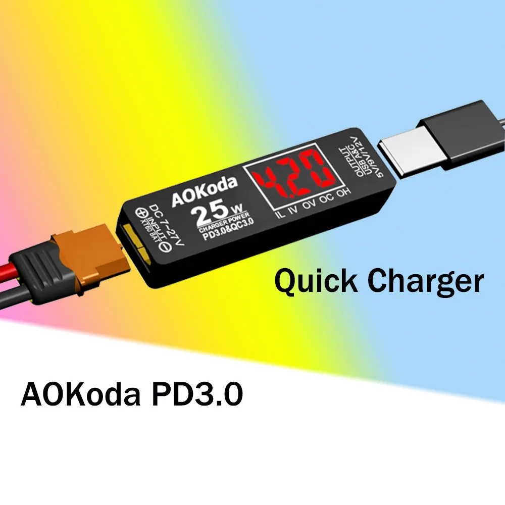 AOKoda PD3.0 Lipo Battery Quick Charger xt60 To USB Power Converter Adapter/Xt60 to T plug For Smartphone Tablet PC DIY Part