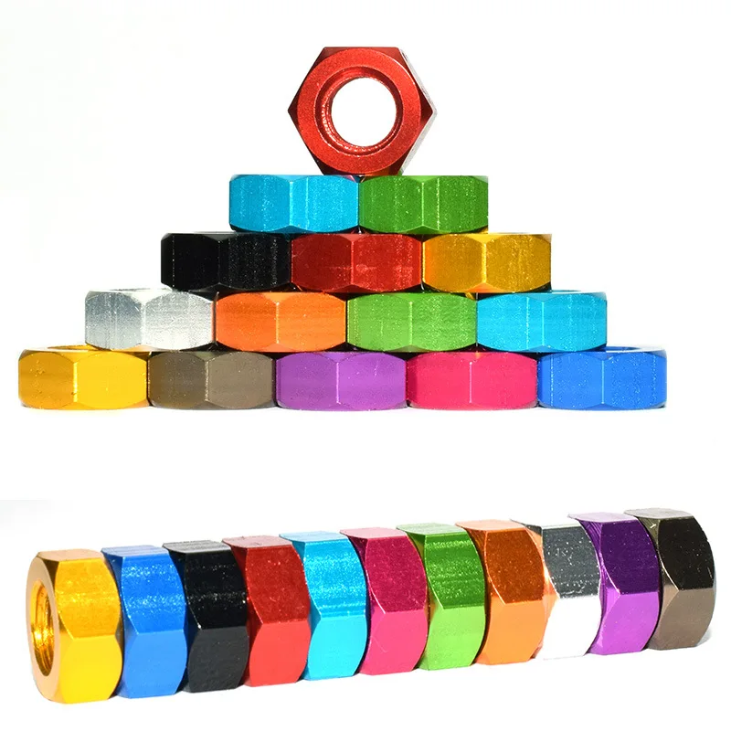 10pcs M3 M4 M5 M6 colourful Aluminum Alloy Hex Hexagon Nuts Nut