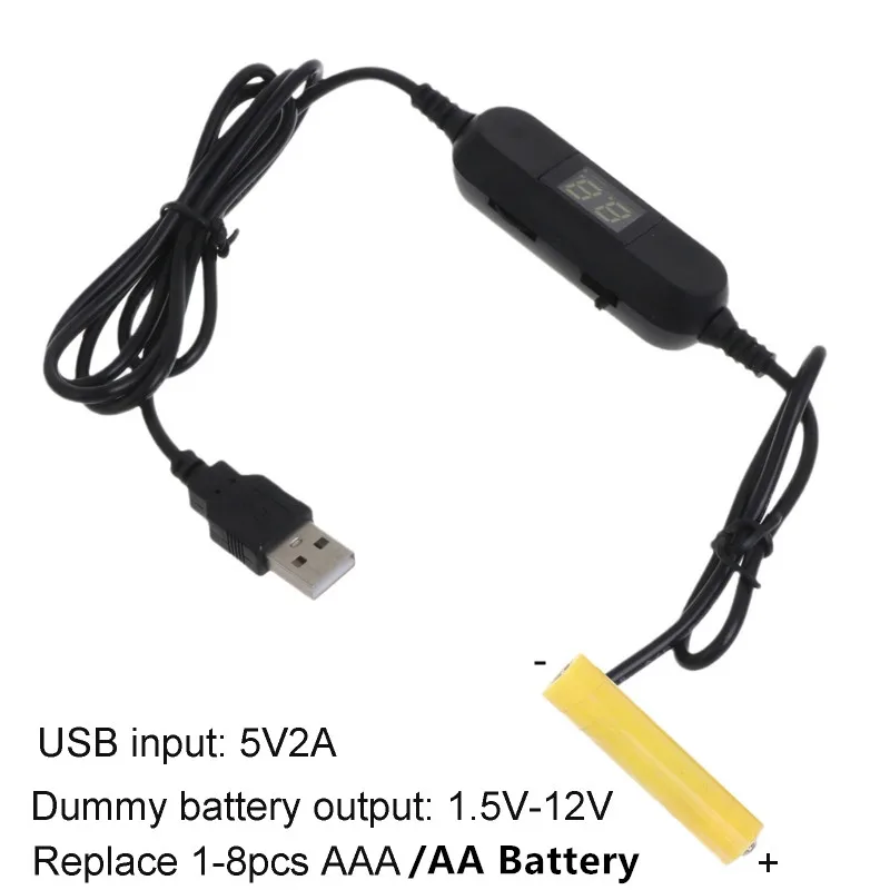 LR6 LR03 AA AAA akumulator Eliminator USB kabel zasilający regulowany wolt z diodami LED Dislpay zastępuje 1-8 szt. Baterii 1.5V AA AAA