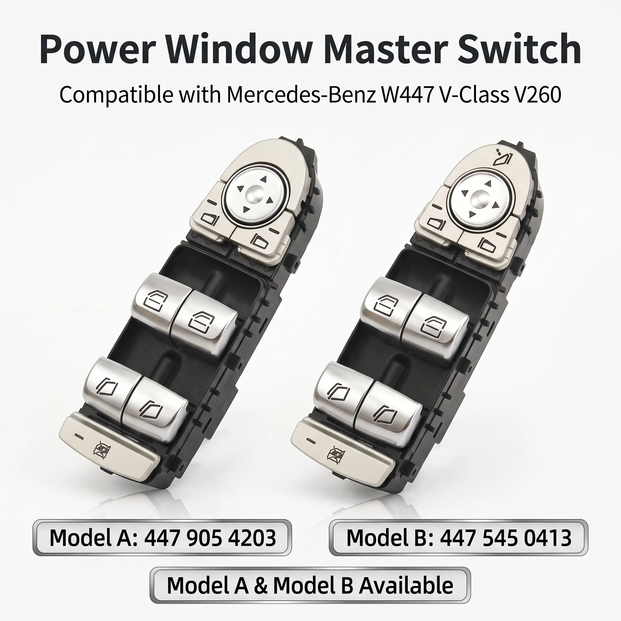 Power Master Window Switch Compatible with Mercedes-Benz W447 W448 V-Class V260 Vito, Replacement OE 4475450413, 4479054203