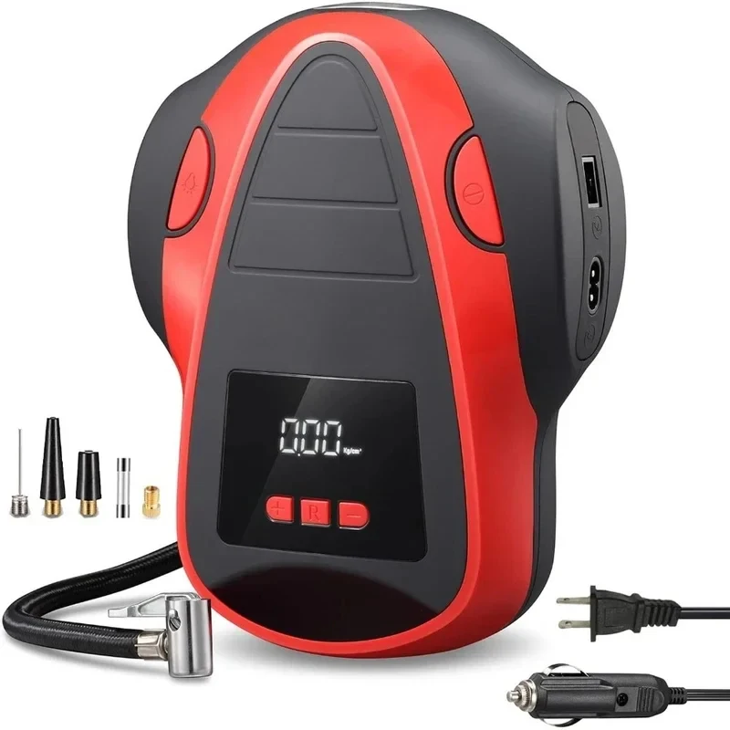 

Portable Compressor Tire Inflator 12V AC 110V Pump Car Tires & Inflatables with Digital Pressure Gauge