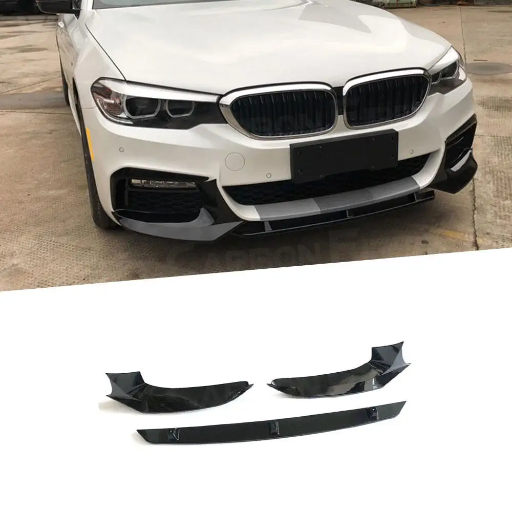 

3PPC Carbon Fibe Car Front Bumper Lip Splitters for BMW 5 Series G30 G31 Sport 2017 2018 2019 ABS Gloss Black Kits