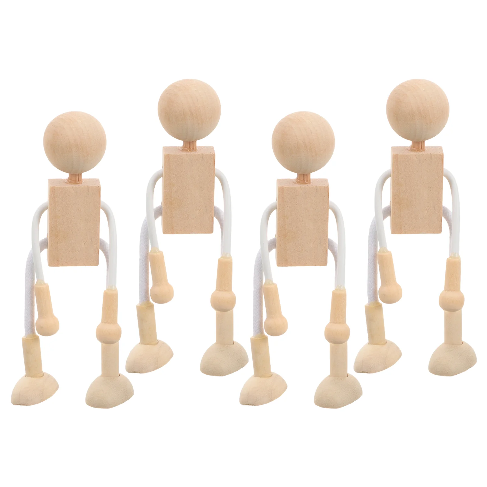 4 Pcs Wooden Nail Child Robots for Kids Transformers Toys Bamboo Boys DIY Peg