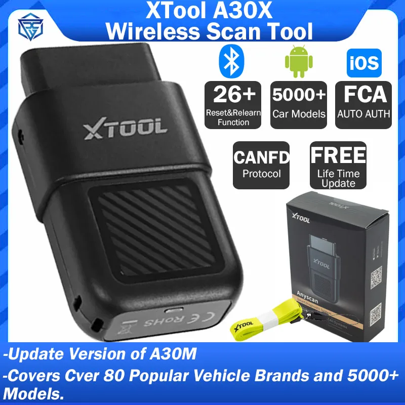 XTOOL Anyscan A30X Scanner Bluetooth Auto OBD2 Diagnostic Tool 26+ Relearn Reset OBDII Code Reader For Mercedes BMW VAG Cars