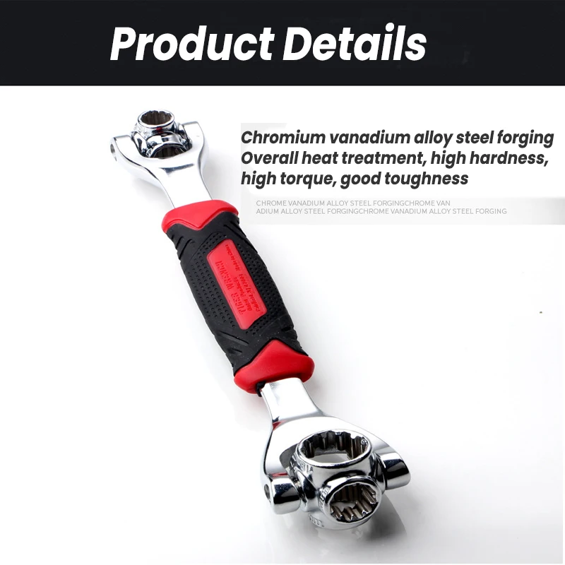 52 In 1 Universal Wrench 360° Degree Double-end Rotating Wrench Sleeve Plum Blossom Hexagonal Eight-in-One Hand Tools