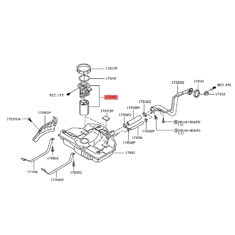 17040-95F0B Electric Fuel Pump Module Assembly For Nissan Almera B10RS 2006-2010 Engine Fuel Tank Pump 1704095F0B