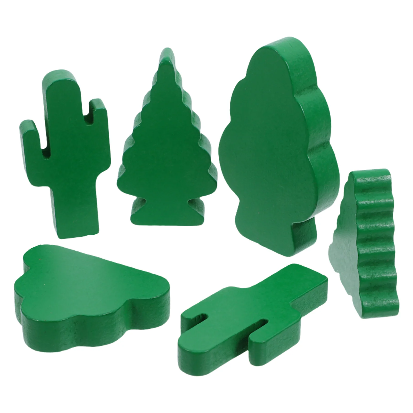 6 قطعة أشجار خشبية صغيرة لون أخضر ديكور المناظر الطبيعية الصغيرة لتقوم بها بنفسك كتل حرفية إكسسوارات الحديقة الخيالية