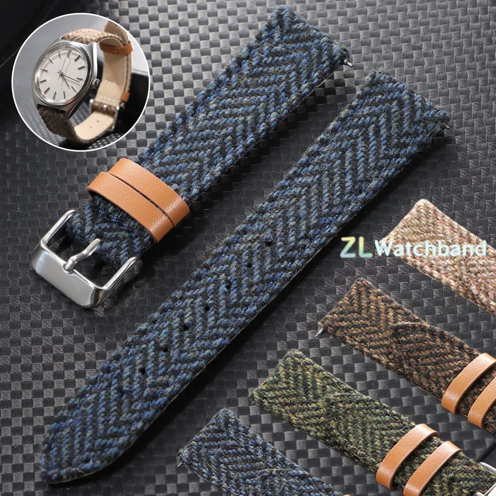 Bracelet à libération rapide 18mm 20mm 22mm en cuir véritable tressé et nylon vintage pour montres Omega, Seiko et Smartwatch