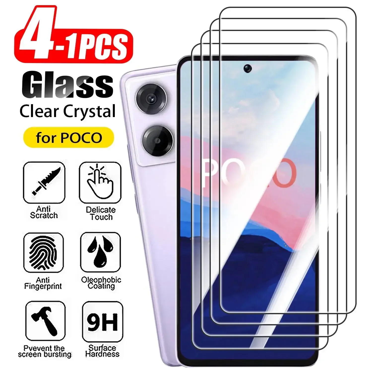 1-4PCS Screen Protector for Xiaomi M6 M5 M3 M4 Pro 4G 5G 9H Tempered For POCO M7 Plus M5s Glass