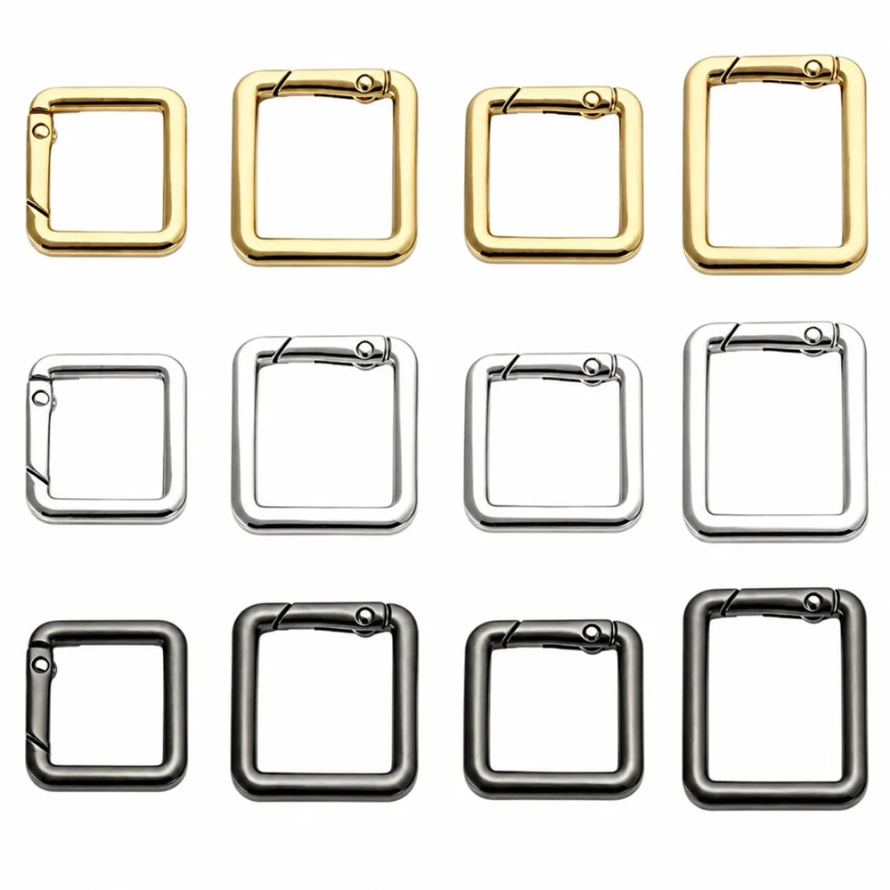 5pcs Square Spring Gate O Ring Openable Leather Bag Handbag Belt Strap Buckle Connect Keyring Pendant Key Chain Snap Clasp Clip