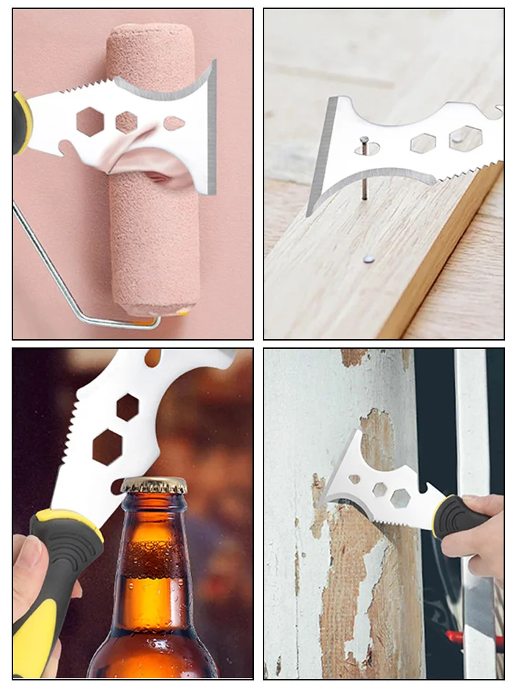 ISFRIDAY 15 in 1 Multi Use Putty Knife Stainless Steel Paint Scraper Removal Construction Tool for Wallpaper Can Opener Home DIY