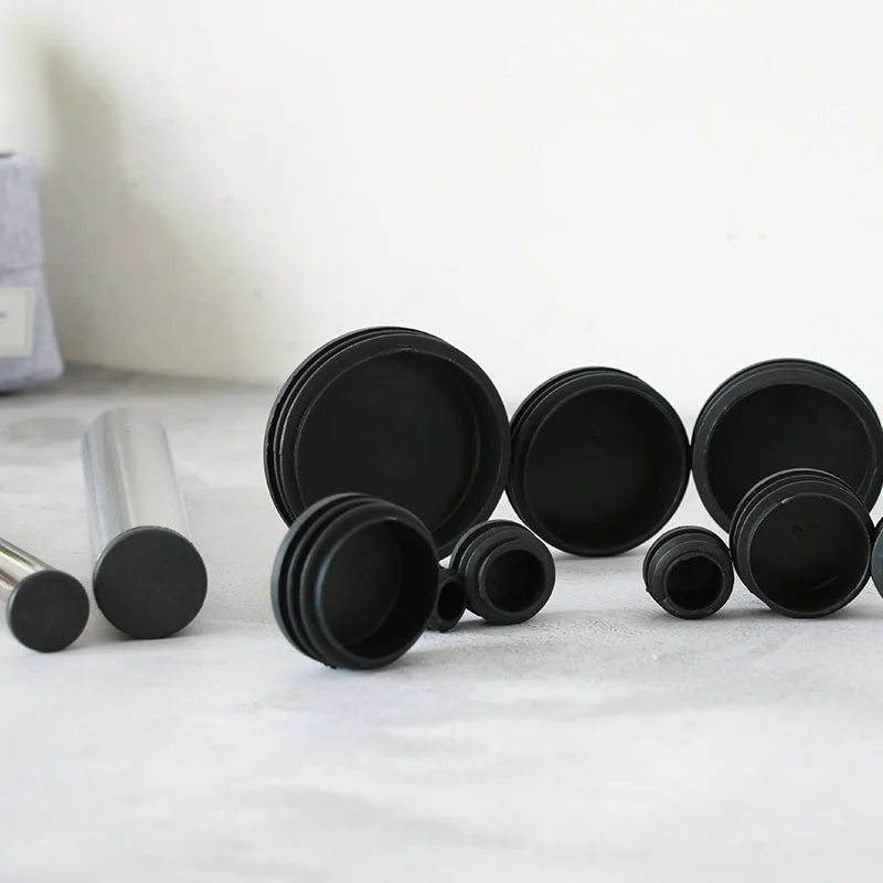 10pcs PVC Round Pipe Plug Black 10-76mm Inner Hole Dust Cover Furniture Leg Plug Chair Blanking End Caps Protector  Hardware