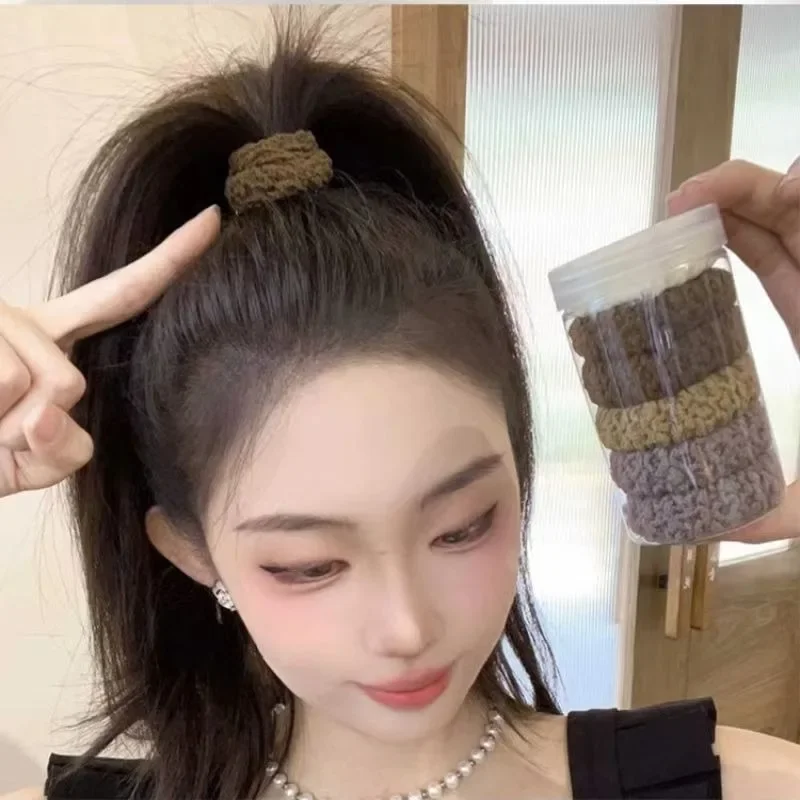 High Elastic Thick Hair Rope Autumn Winter Women Versatile Rubber Band Simple Solid Color Towel Loop Party Hair Accessories Gift