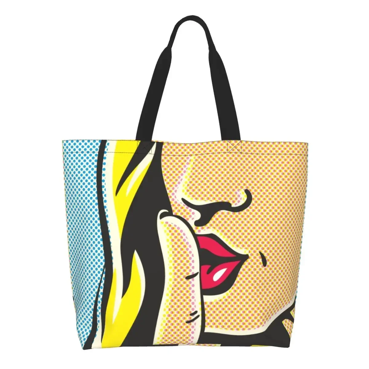 

Art Sexy Blonde Woman Shut Up Groceries Tote Shopping Bags Pretty Lady Girl Canvas Shoulder Shopper Bags Big Capacity Handbags