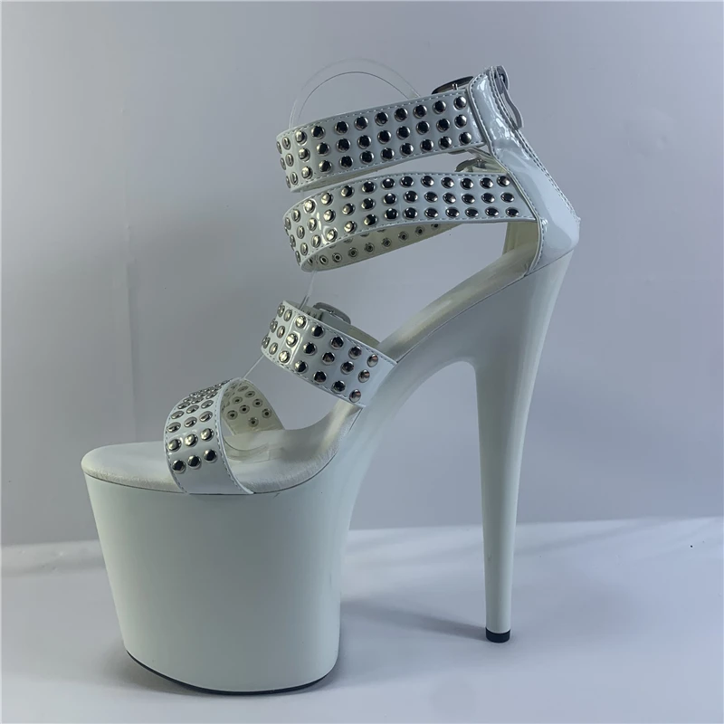 Rncksi 20cm catwalk model shoes rivet decoration street performance with high-rise shoes, non-slip insoles