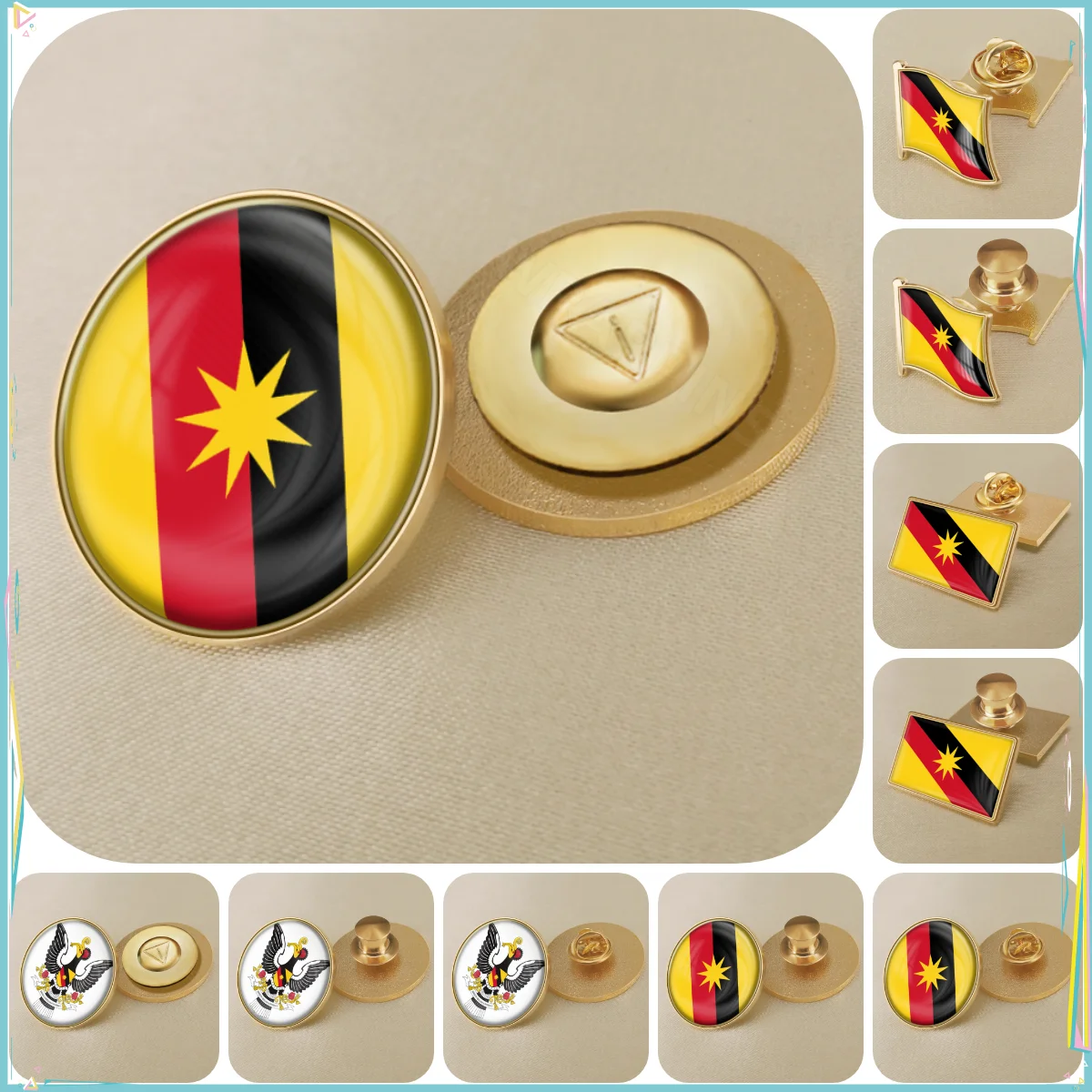 Sarawak of Malaysia Flag National Emblem Brooches Badges Lapel Pins