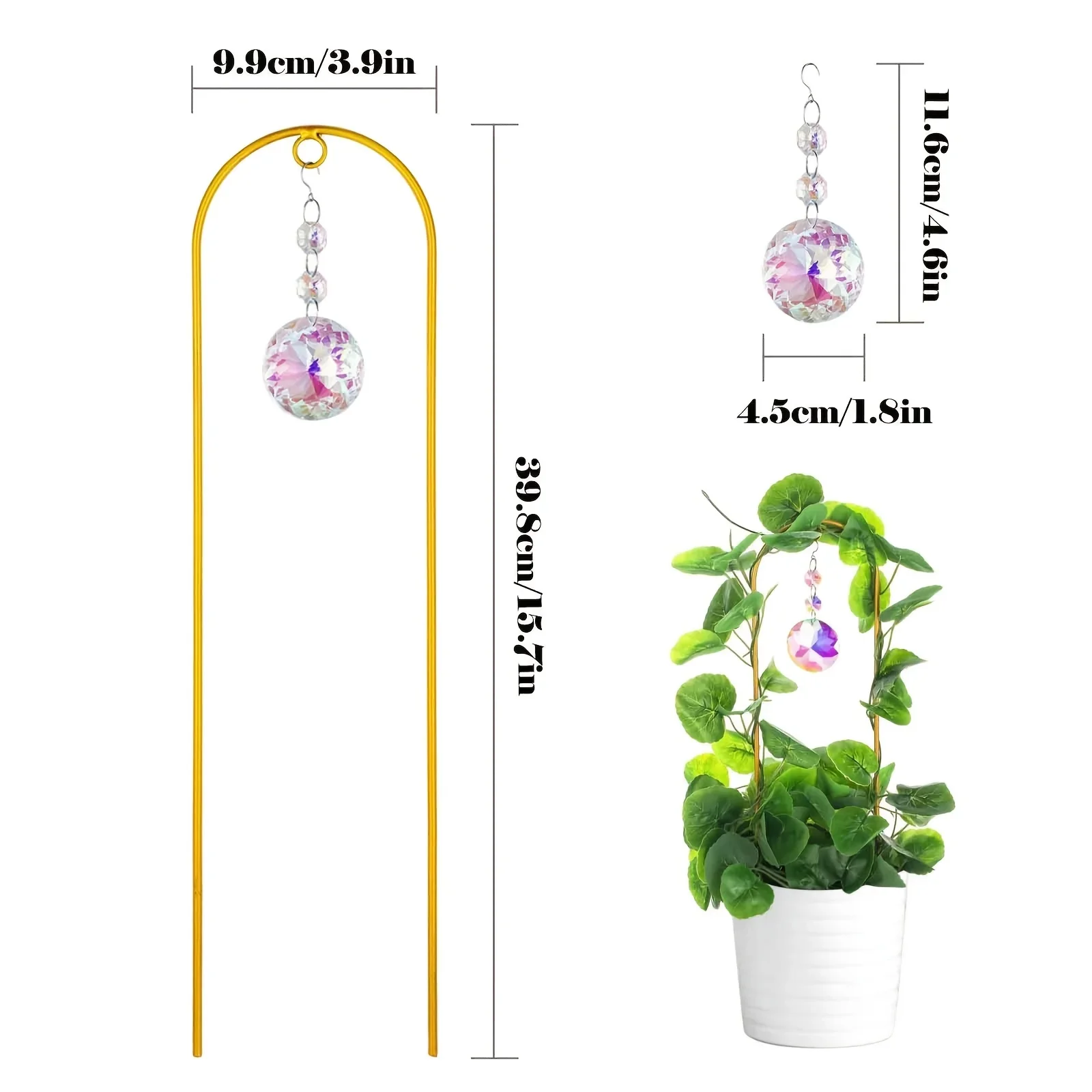 Plant Fence With Crystal Clear Rainbow Solar Absorber And Small Metal Plant Support Stakes Vine Growth Flower Rattan Climbing