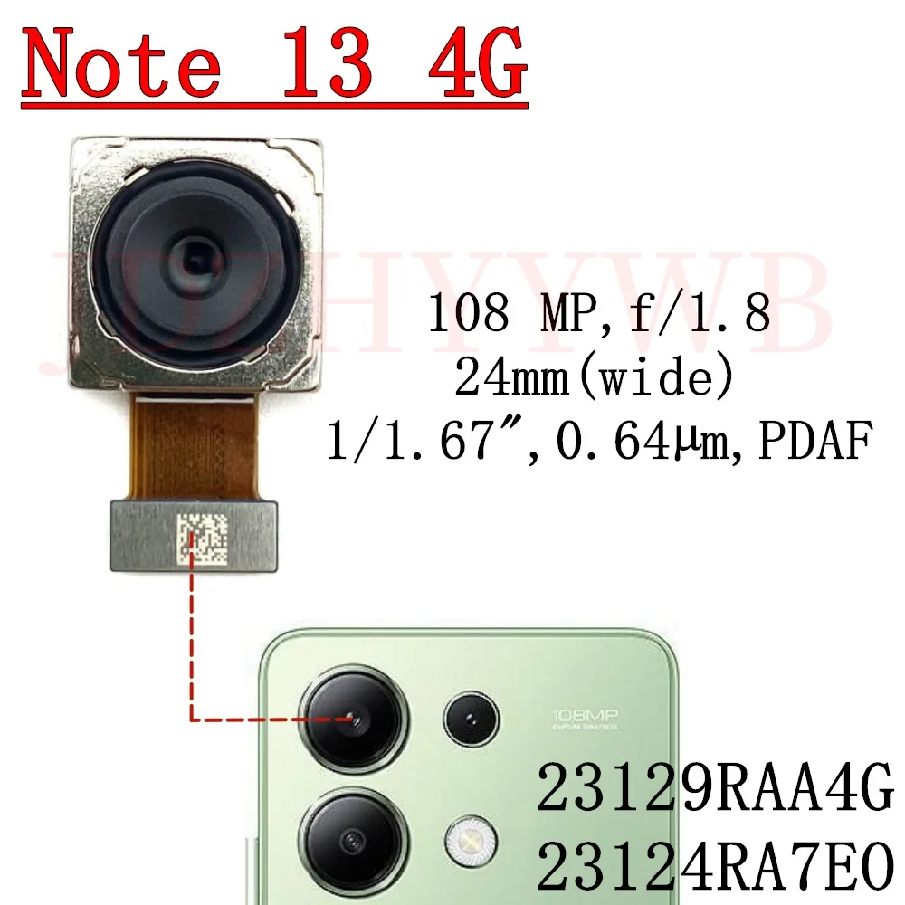 

Задняя передняя камера для Xiaomi Redmi Note 13 4G Note 13, фронтальная широкоугольная задняя часть, модуль основной камеры, детали гибкого кабеля