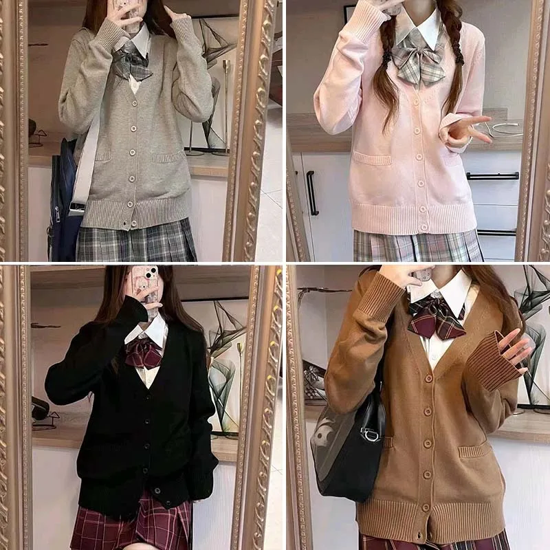 Mikasa pink cardigan sweater with the same style， Anime character COS knitted sweater, original JK uniform sweater jacket