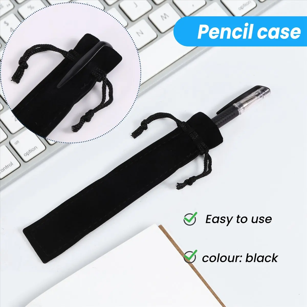 

Оптовая продажа, 22 200 шт., черный бархатный чехол для ручек, держатель для одной ручки, чехол для карандашей