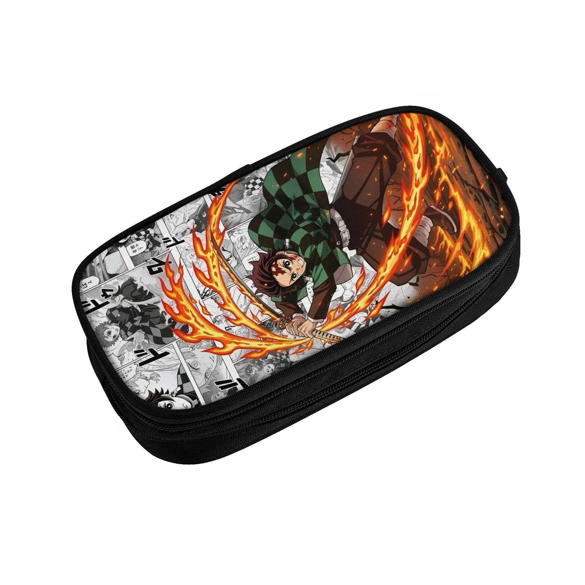 

D-Demons Slayers Pencil Case Girls Boys Large Storage Japanese Hot-blooded Anime Classic Characters Pen Box Bag School Supplies
