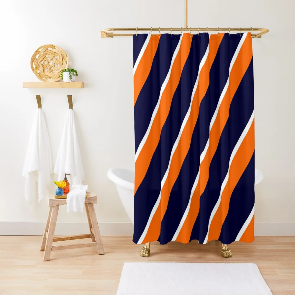 

Stripes U Orange Shower Curtain Waterproof Shower And Anti-Mold Elegant Bathroom Bathroom Decor Curtain