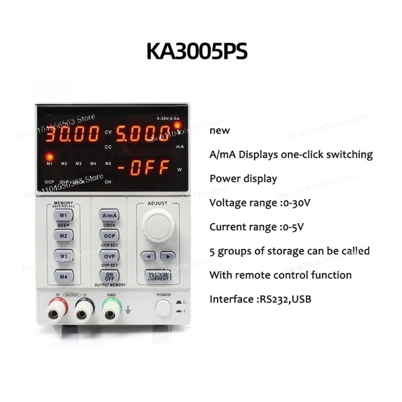 KA3005PS Digital Programmable Power Hub – RS232/USB Interface for Electronic R&D Lab & Chip Testing