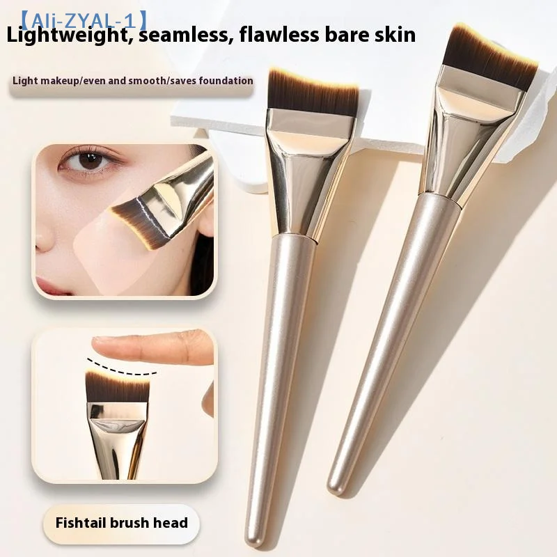 【ZYAL-1】2 Stück Professioneller Bogenförmiger Flachkopf Ultra-dünner Foundation-Pinsel, Farbfreier und Spurloser Foundation-Flüssigkeitspinsel
