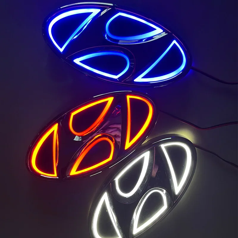 1pcs Car 5D LED Front Rear Light Emblem Sticker Accessory For Hyundai Genesis N-LINE I10 I20 I30 I40 IX20 IX35 Kona Getz Veloste view 4
