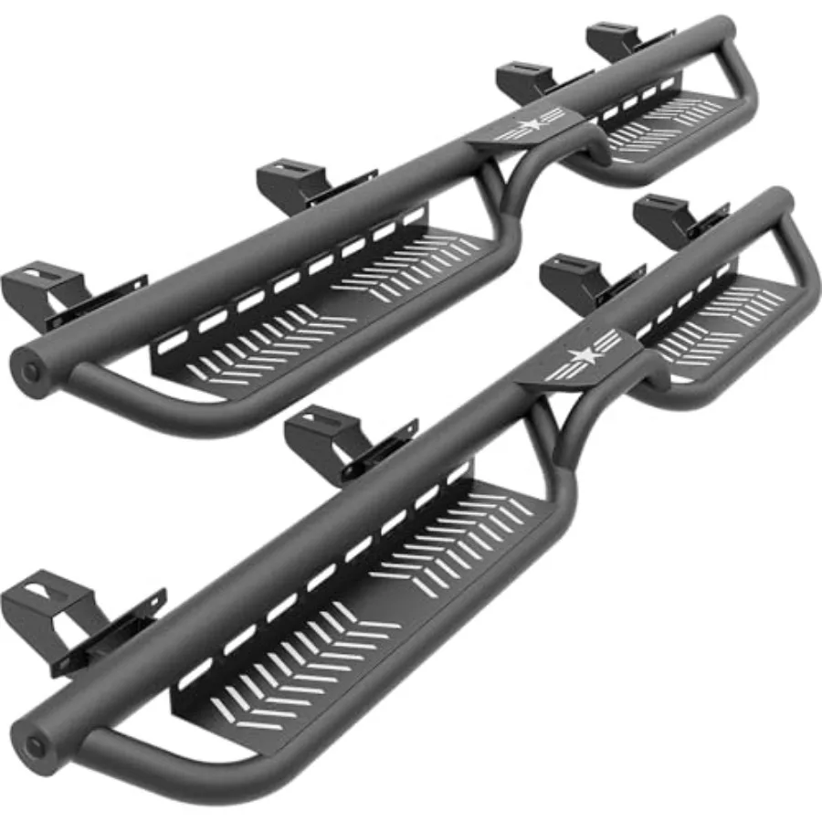 

Running Boards Compatible with 2020-2026 Jeep Gladiator JT 4 Doors Two Stairs Design Side Steps Heavy-Duty Steel Nerf Bars Bolt